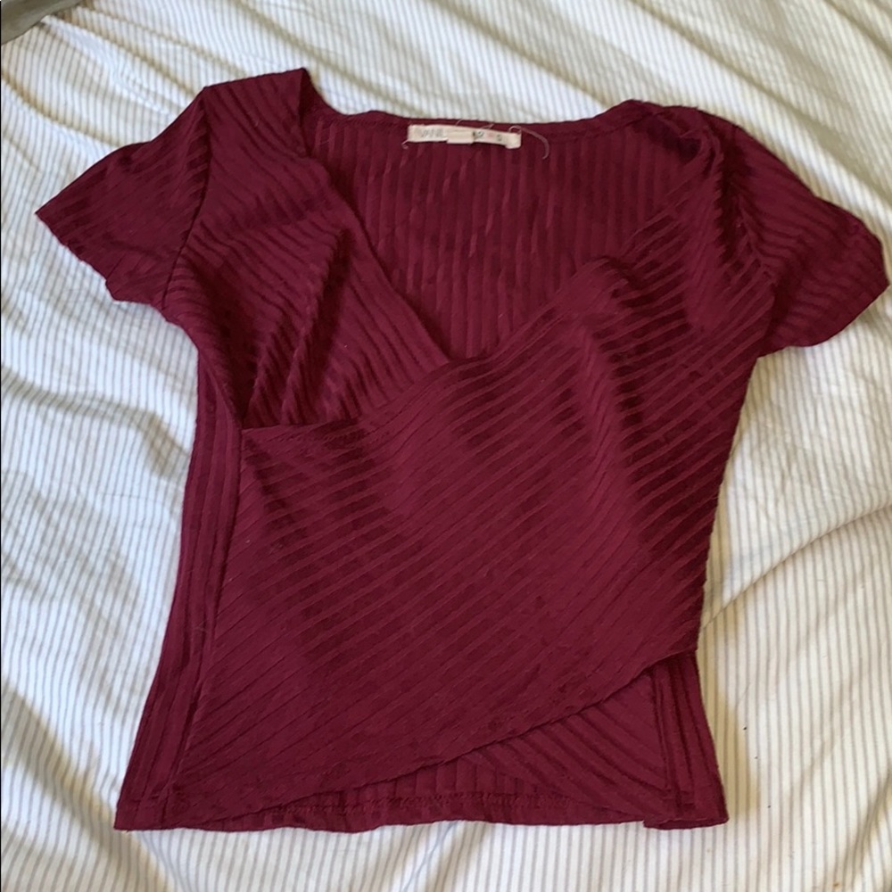 Wine Red Wrap Crop Top